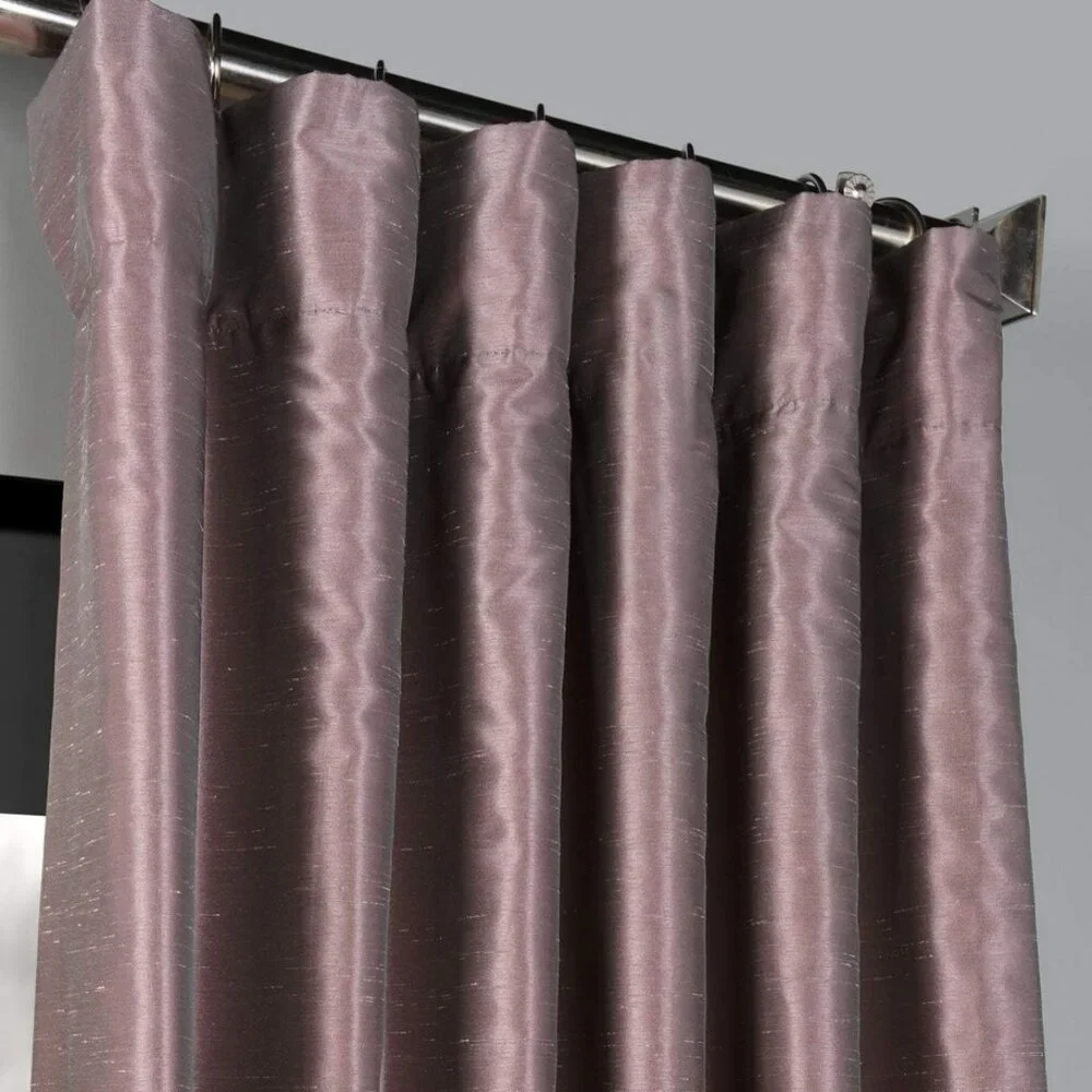 Smokey Plum Blackout Curtains Set 2 Panels Silk Thermal Room Darkening